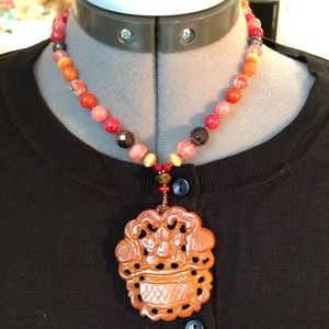 Rachel Reinhardt Coral Pink Stone Necklace